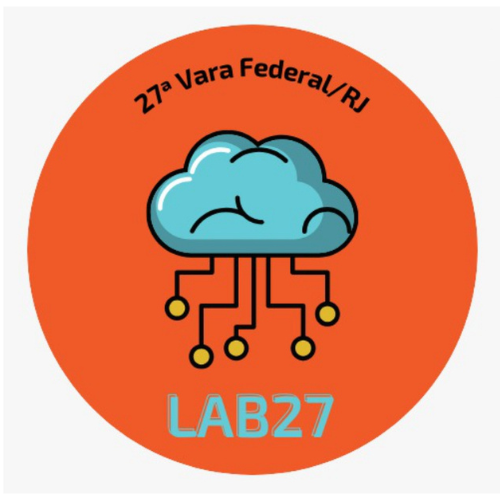 Cérebro azul no fundo alaranjado com indicação Lab27