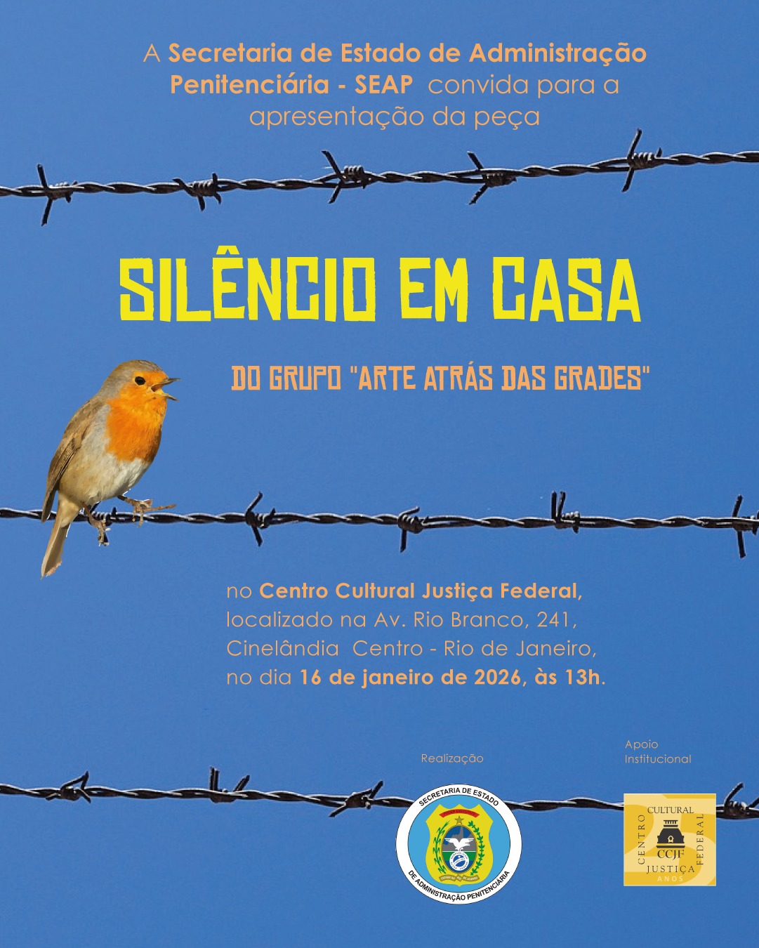 Cartaz da peça "Silêncio em casa"