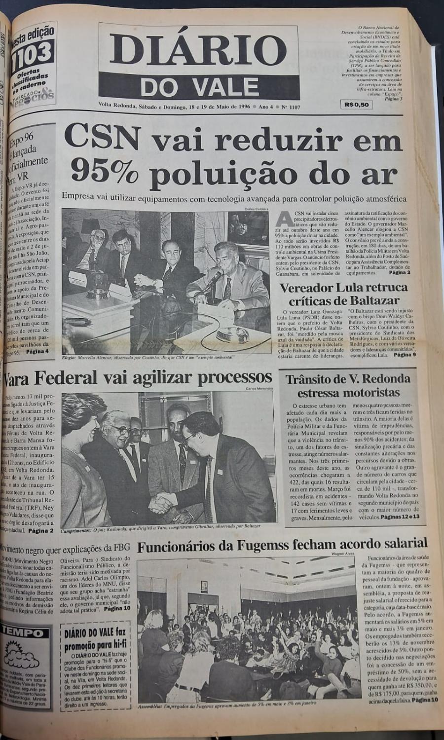 Foto da página inicial do periódico Diário do Vale