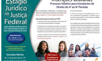 Cartaz do processo seletivo para estágio no curso de Direito