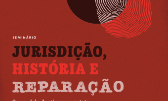 Cartaz do evento, onde se lê Jurisdição, História e Reparação. 