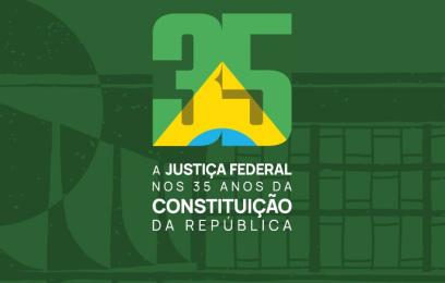Logo comemorativa - 35 anos da Constituição - fundo verde