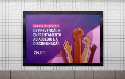 Cartaz do Encontro das Comissões  de prevenção e enfrentamento ao assédio e à discriminação