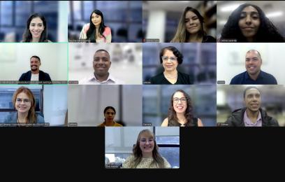 ´Tela de videoconferência com a equipe do NPSC2
