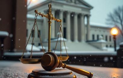 martelo em primeiro com palácio da justiça ao fundo 