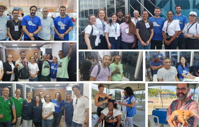 Mosaico de fotos com juízes, juízas, servidores, servidoras, cidadãos e cidadãs participando do programa