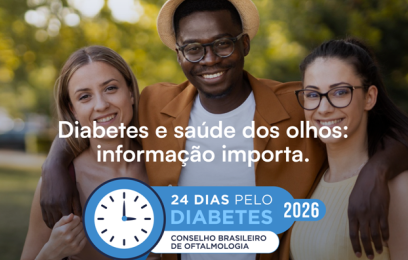 tres jovens de diferentes raças, letras em branco e azul