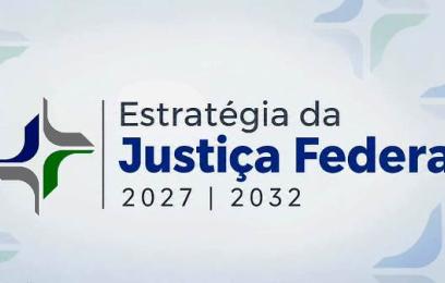 imagem com a logomarca da justiça federal a esquerda, letra em preto e justiça federal em azul