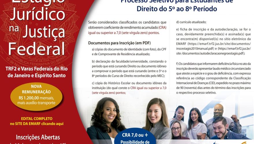 Cartaz do Estágio Jurídico na Justiça Federal - RJ